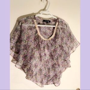 Forever 21 flower pattern sheer shirt